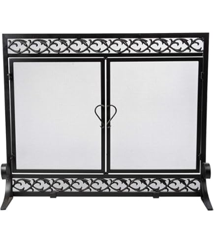 Amazon.com: Plow & Hearth Metal Fireplace Screen Scrollwork Black